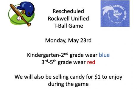 Rockwell Unified T-Ball game rescheduled
